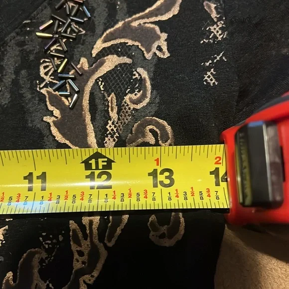 Elegant Black Embellished Women's Top. Put to pit 14”. Size Small. - Picture 3 of 4